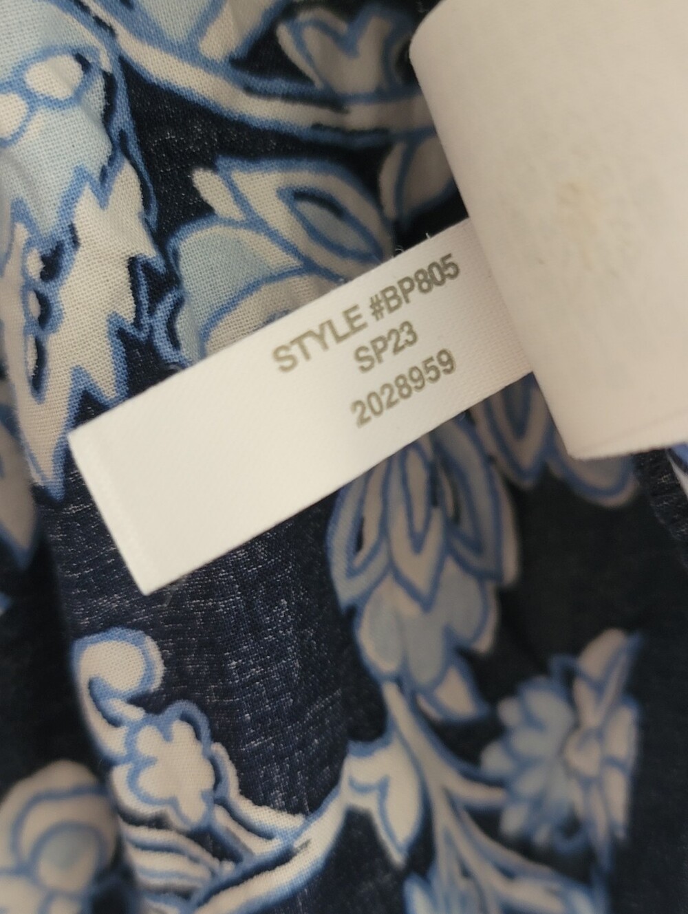 J. Crew XL Navy Blue Floral Peasant Blouse Long Sleeve Shirt 100% Cotton BP805 - Picture 9 of 10